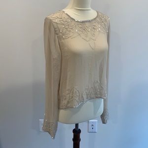 Open back chiffon beaded top
